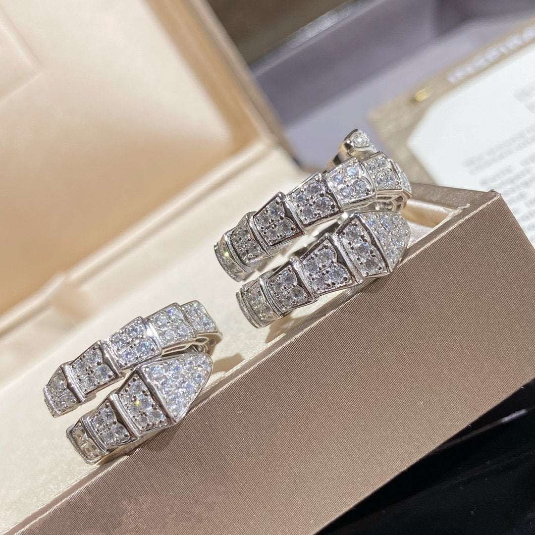 [⭐Mirelle]SERPENTI DOUBLE RING SILVER DIAMOND PAVED