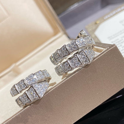 [⭐Mirelle]SERPENTI DOUBLE RING SILVER DIAMOND PAVED