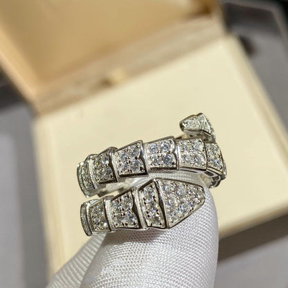 [⭐Mirelle]SERPENTI DOUBLE RING SILVER DIAMOND PAVED