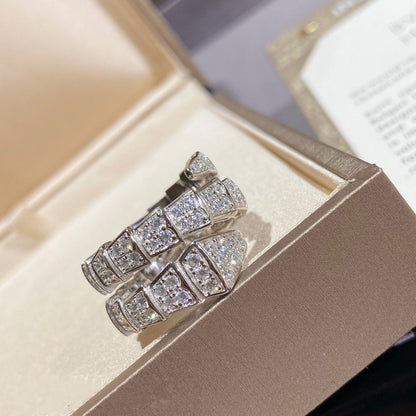 [⭐Mirelle]SERPENTI DOUBLE RING SILVER DIAMOND PAVED