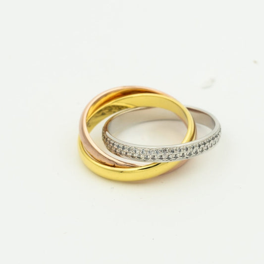 [⭐Mirelle Jewelry]TRINITY RING GOLD PINK GOLD SILVER DIAMONDS
