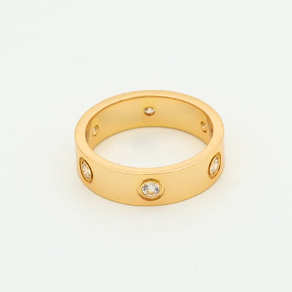 [⭐Mirelle]LOVE RING 5.5MM 6 DIAMONDS PINK GOLD