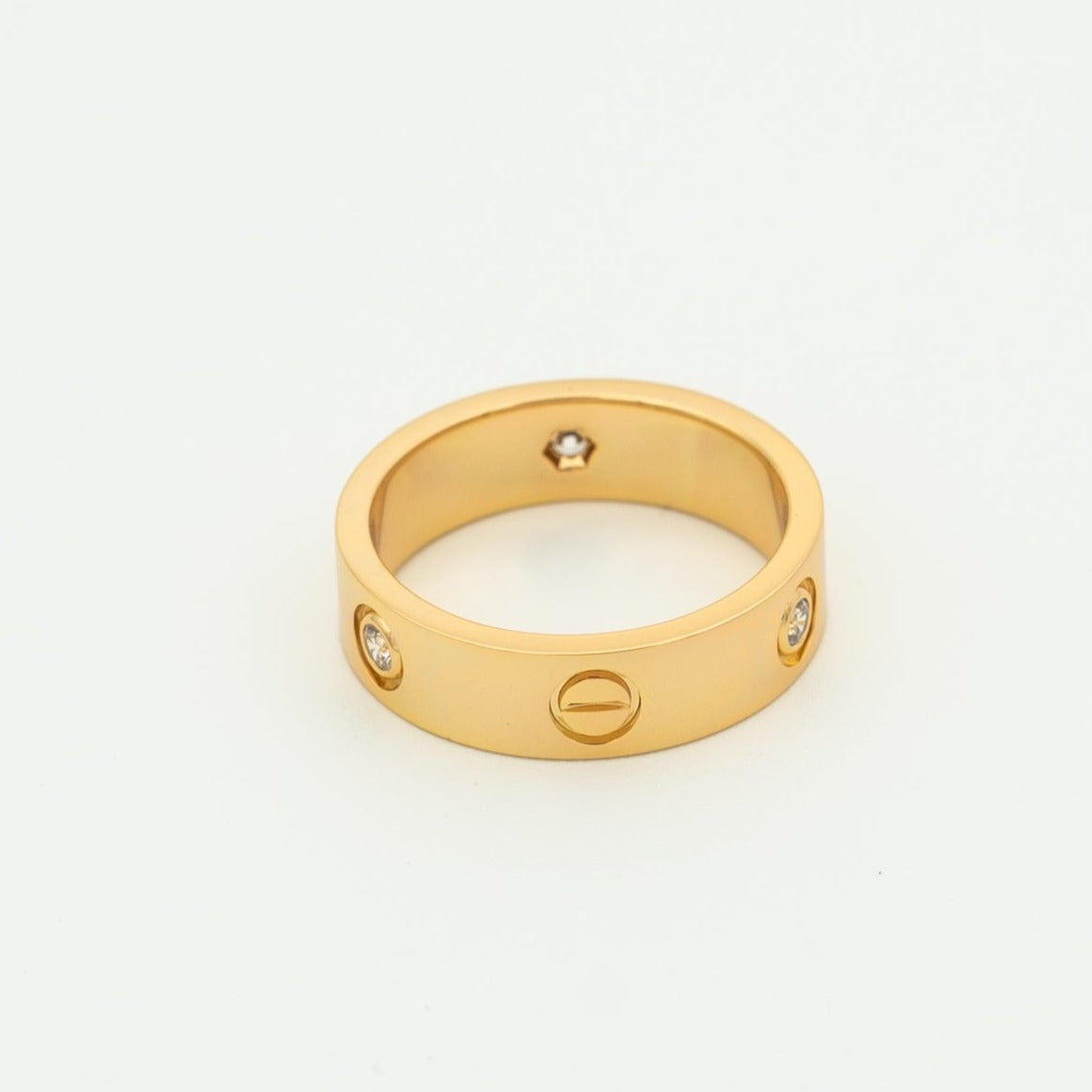 [⭐Mirelle]LOVE RING 5.5MM 3 DIAMONDS PINK GOLD
