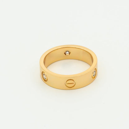 [⭐Mirelle]LOVE RING 5.5MM 3 DIAMONDS PINK GOLD
