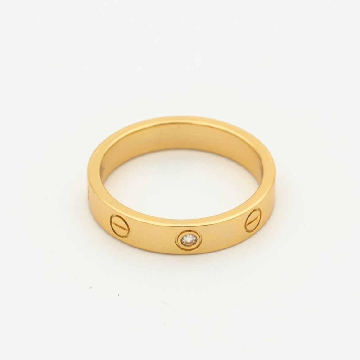 [⭐Mirelle]LOVE RING 4MM 1 DIAMOND PINK GOLD