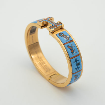 [⭐Mirelle]H PINK GOLD BRACELET BLUE CERAMIC