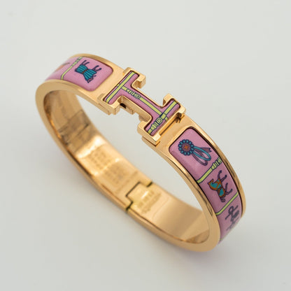 [⭐Mirelle]H PINK GOLD BRACELET PINK CERAMIC