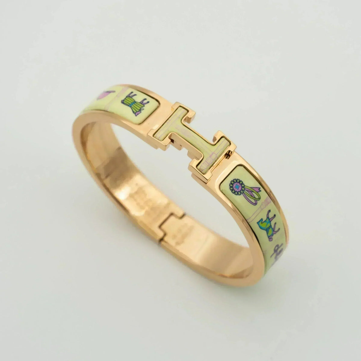 [⭐Mirelle]H PINK GOLD BRACELET CREAM CERAMIC