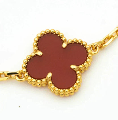 [⭐Mirelle] CLOVER 5 MOTIF RED CORNELIAN BRACELET COLLECTION