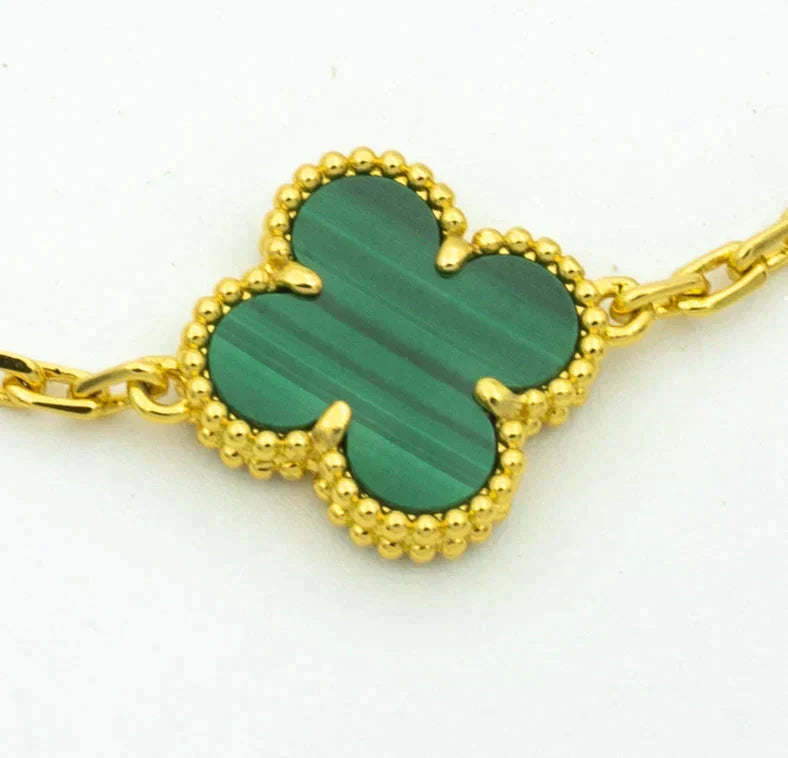 [⭐Mirelle] CLOVER 5 MOTIF MALACHITE BRACELET COLLECTION