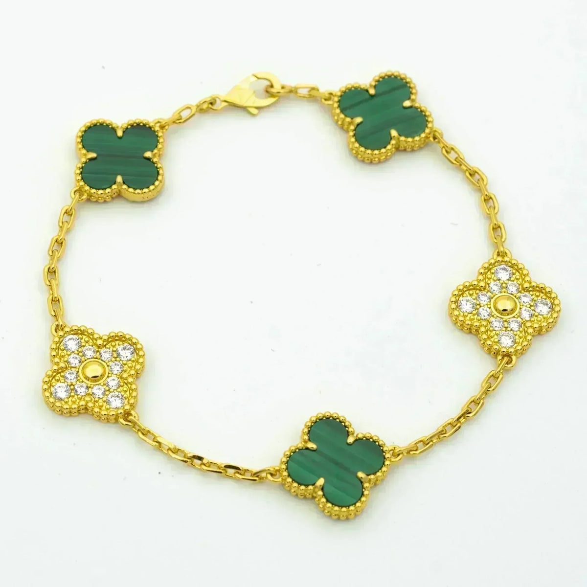 [⭐Mirelle] CLOVER 5 MOTIF MALACHITE BRACELET COLLECTION