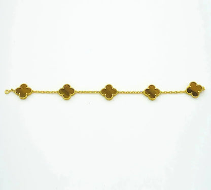 [⭐Mirelle] CLOVER 5 MOTIFS TIGER EYE BRACELET COLLECTION