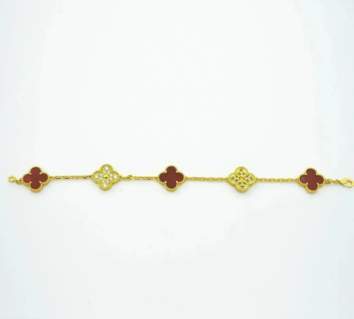 [⭐Mirelle] CLOVER 5 MOTIF RED CORNELIAN BRACELET COLLECTION