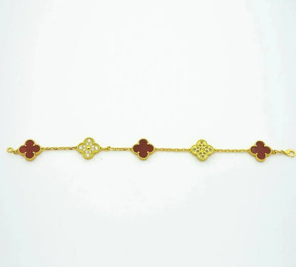 [⭐Mirelle] CLOVER 5 MOTIF RED CORNELIAN BRACELET COLLECTION