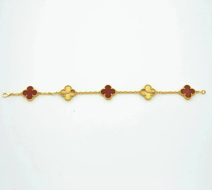 [⭐Mirelle] CLOVER 5 MOTIF RED CORNELIAN BRACELET COLLECTION