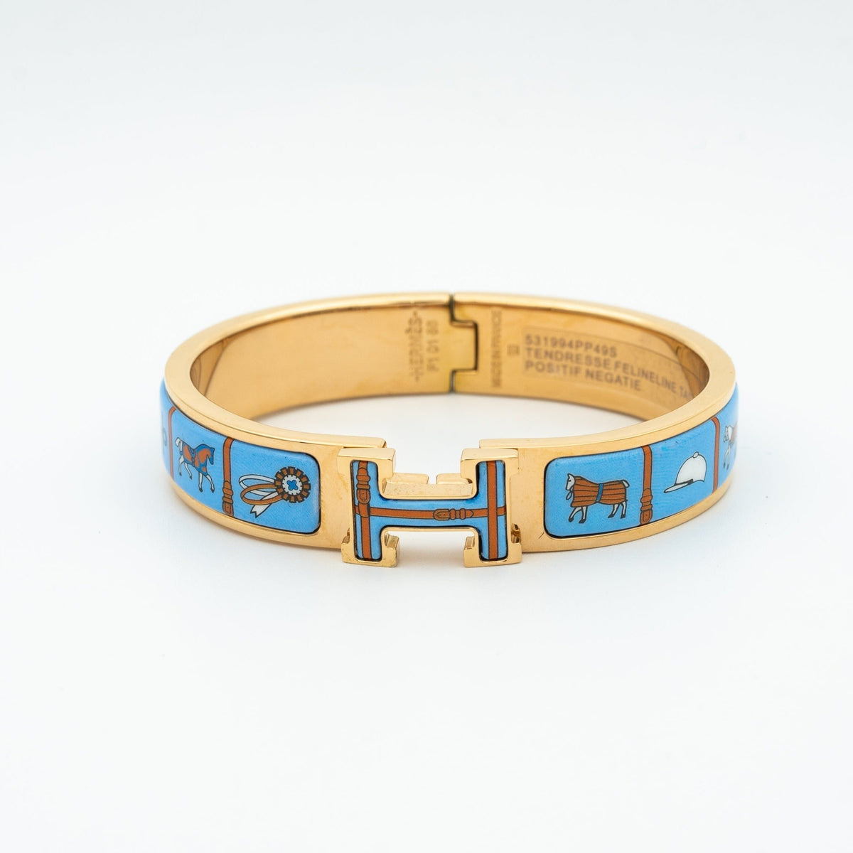 [⭐Mirelle]H PINK GOLD BRACELET BLUE CERAMIC