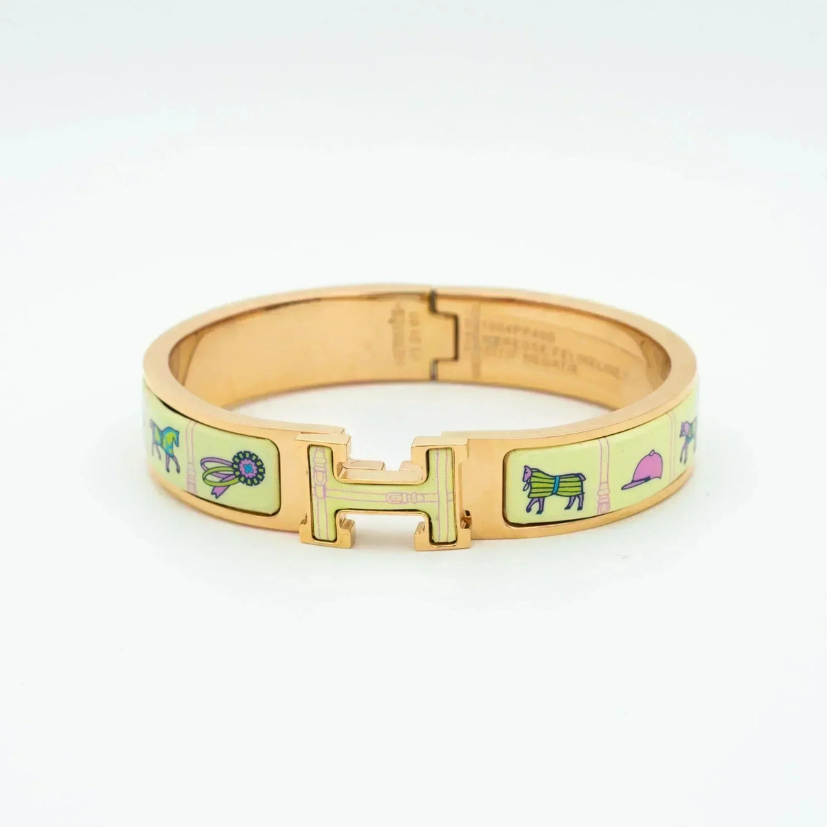 [⭐Mirelle]H PINK GOLD BRACELET CREAM CERAMIC