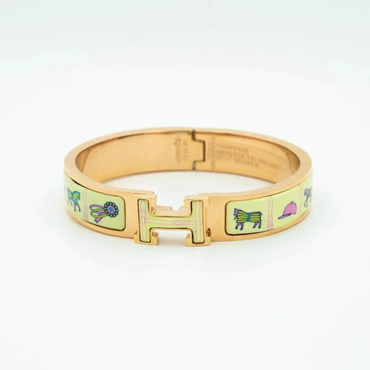 [⭐Mirelle]H PINK GOLD BRACELET CREAM CERAMIC