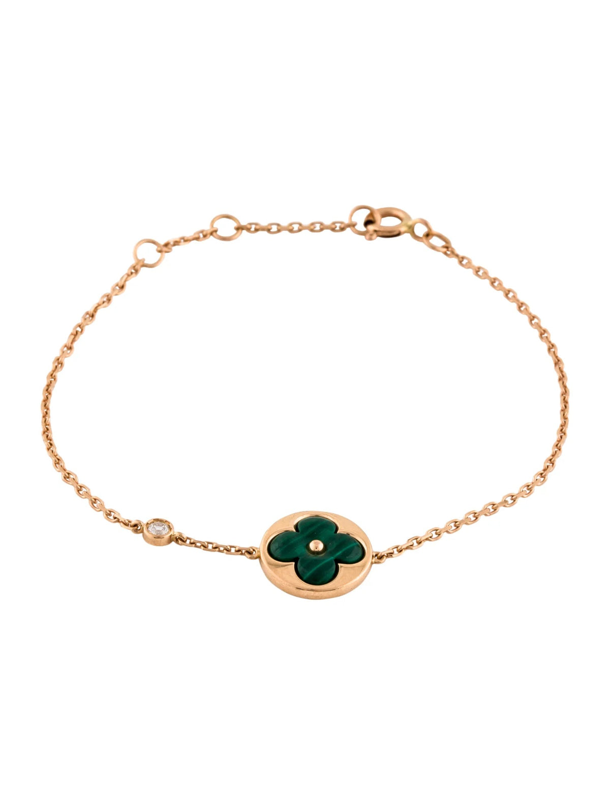 [⭐Mirelle]SUN MALACHITE 1 DIAMOND PINK GOLD BRACELET