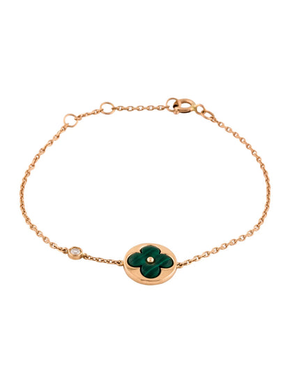 [⭐Mirelle]SUN MALACHITE 1 DIAMOND PINK GOLD BRACELET