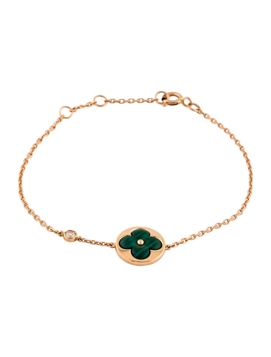 [⭐Mirelle]SUN MALACHITE 1 DIAMOND PINK GOLD BRACELET