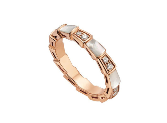 [⭐Mirelle]SERPENTI RING PINK GOLD DIAMOND MOP 3MM