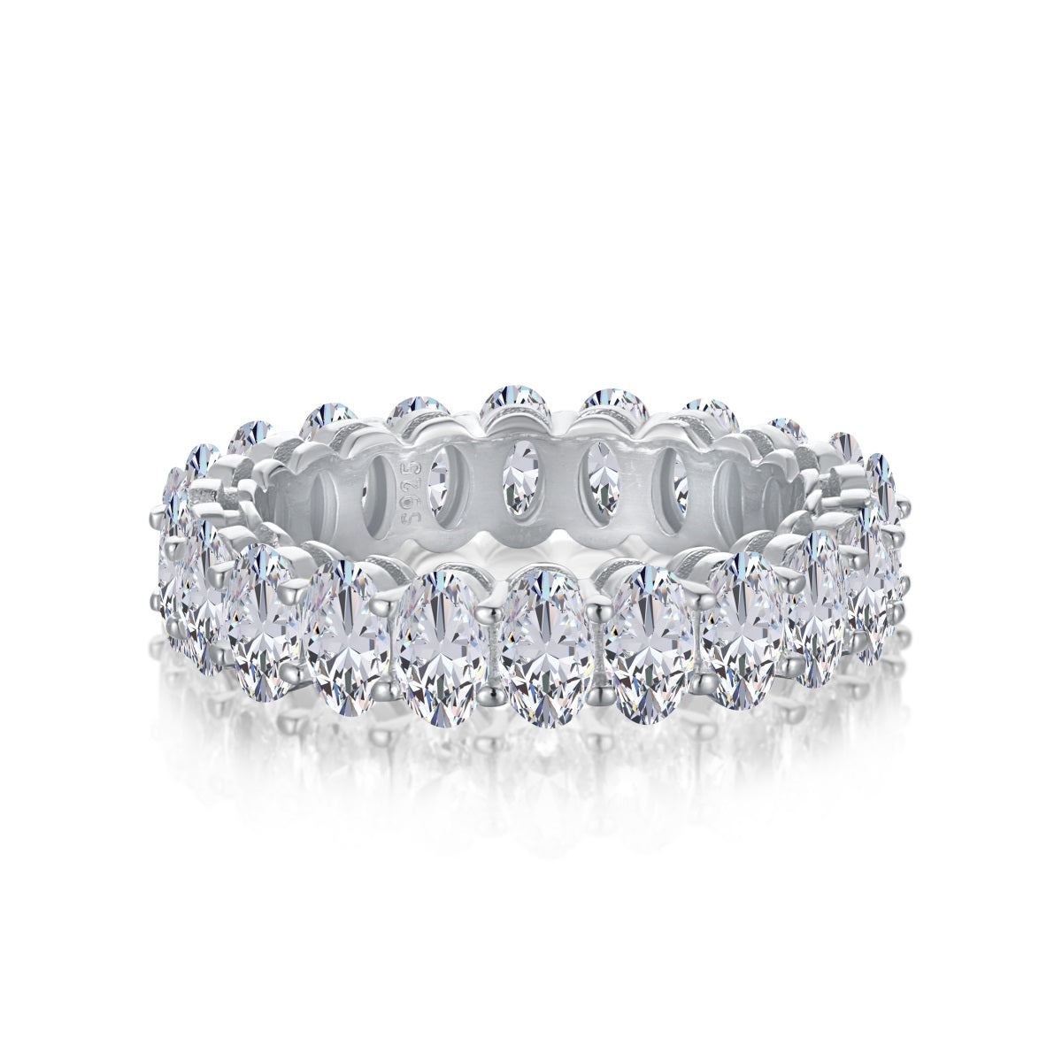[Mirelle Jewelry]Ornate Oval Cut Tennis Ring