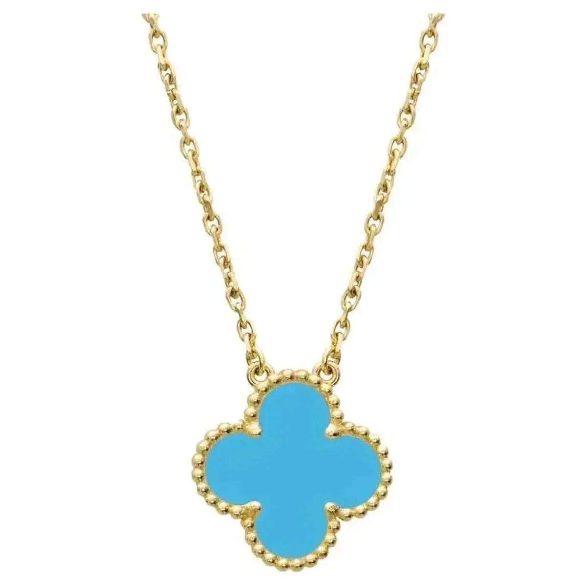 [⭐Mirelle]CLOVER 15MM VINTAGE TURQUOISE NECKLACE