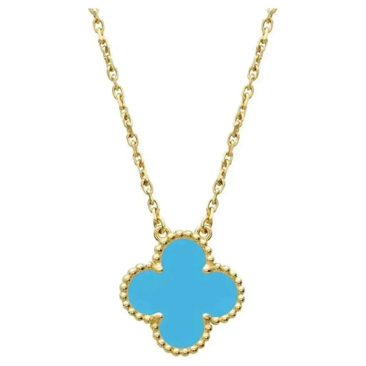 [⭐Mirelle]CLOVER 15MM VINTAGE TURQUOISE NECKLACE
