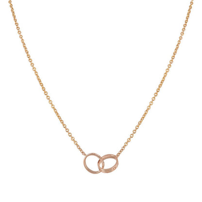 [⭐Mirelle]LOVE NECKLACE DOUBLE RING PINK GOLD