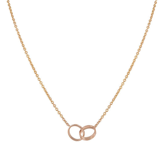 [⭐Mirelle]LOVE NECKLACE DOUBLE RING PINK GOLD