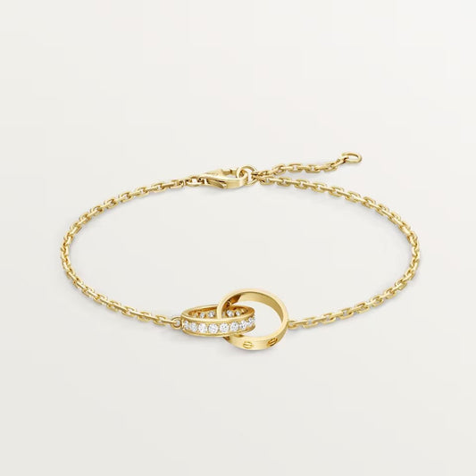[⭐Mirelle]LOVE DOUBLE RING HALF DIAMOND BRACELET