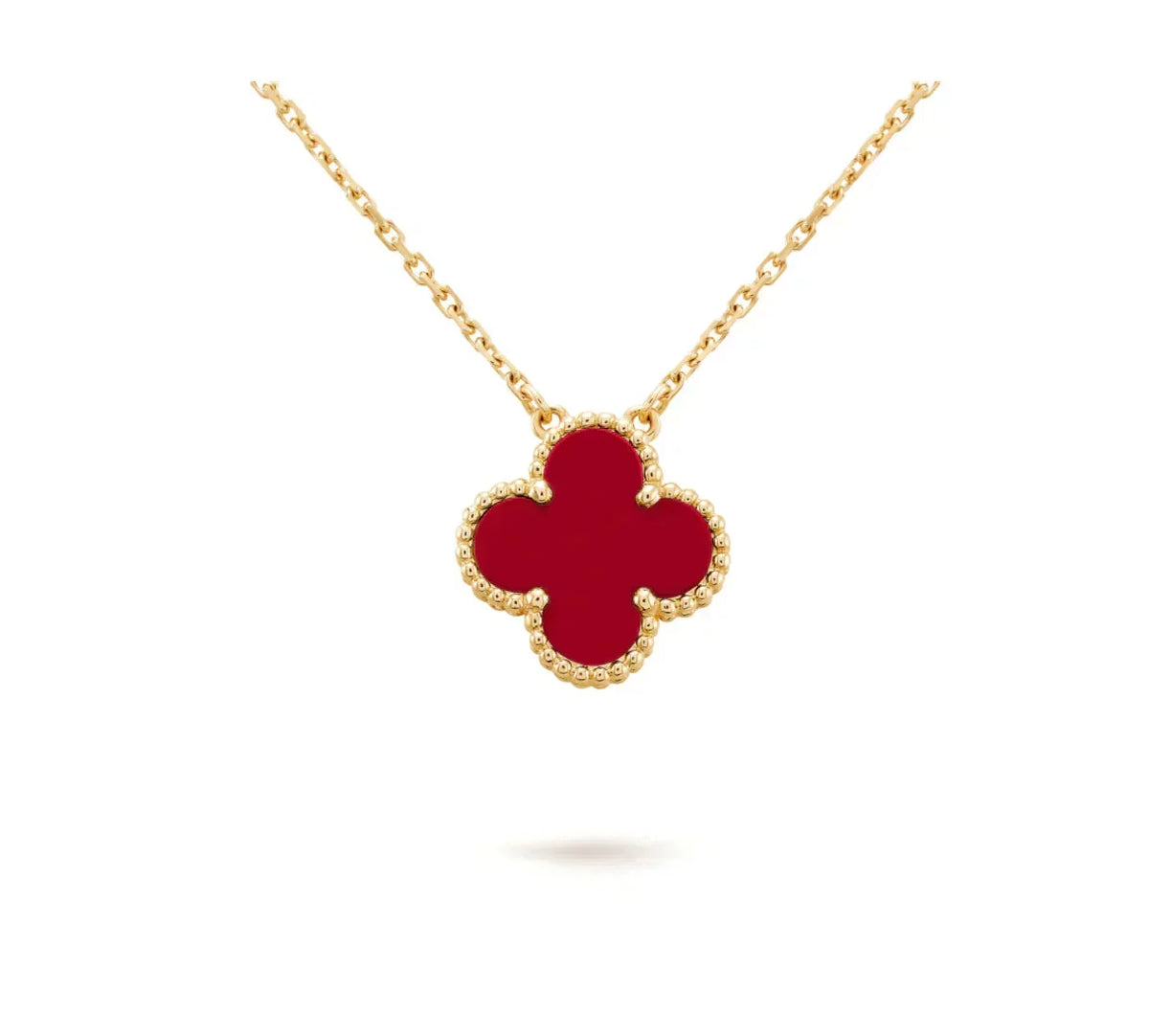 [⭐Mirelle]CLOVER 15MM CARNELIAN SINGLE FLOWER NECKLACE