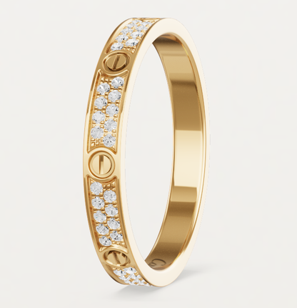 [⭐Mirelle]LOVE RING 2.6mm-wide full-diamond ring Gold