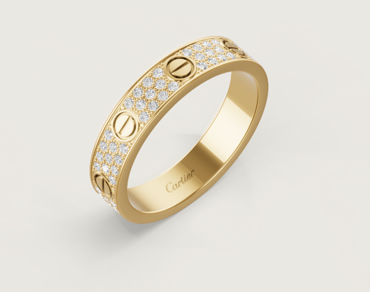 [⭐Mirelle]LOVE RING 4mm-wide full-diamond ring GOLD