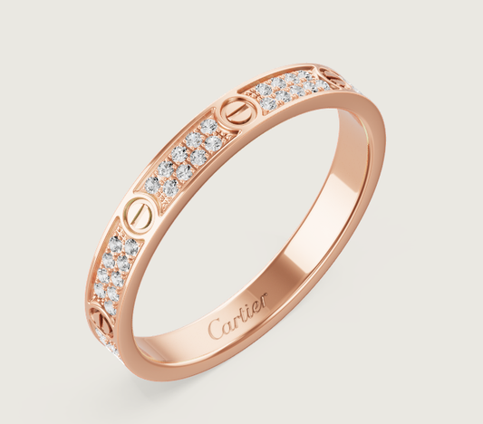 [⭐Mirelle]LOVE RING 2.6mm-wide full-diamond ring Rose Gold