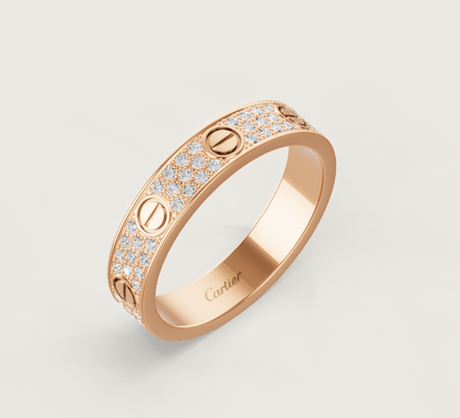 [⭐Mirelle]LOVE RING 4mm-wide full-diamond ring Rose Gold