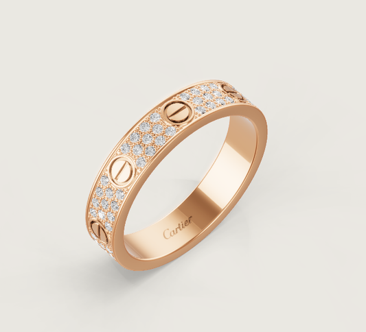 [⭐Mirelle]LOVE RING 4mm-wide full-diamond ring Rose Gold