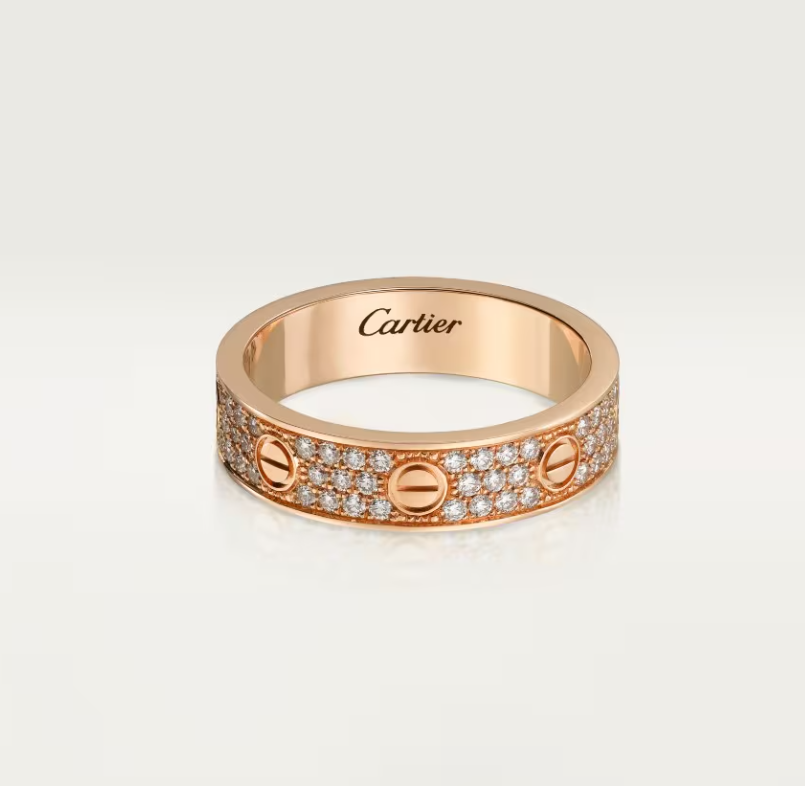 [⭐Mirelle]LOVE RING 4mm-wide full-diamond ring Rose Gold