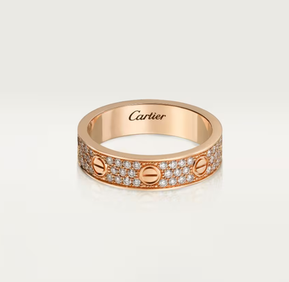 [⭐Mirelle]LOVE RING 4mm-wide full-diamond ring Rose Gold