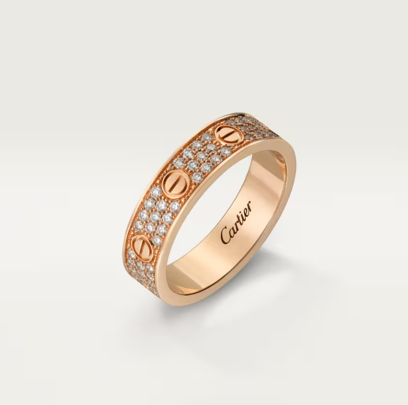 [⭐Mirelle]LOVE RING 4mm-wide full-diamond ring Rose Gold