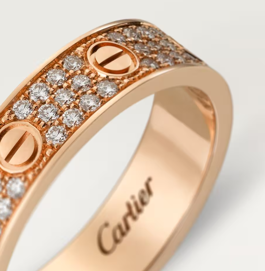 [⭐Mirelle]LOVE RING 4mm-wide full-diamond ring Rose Gold