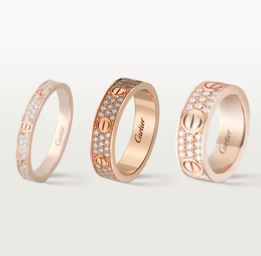[⭐Mirelle]LOVE RING 4mm-wide full-diamond ring Rose Gold