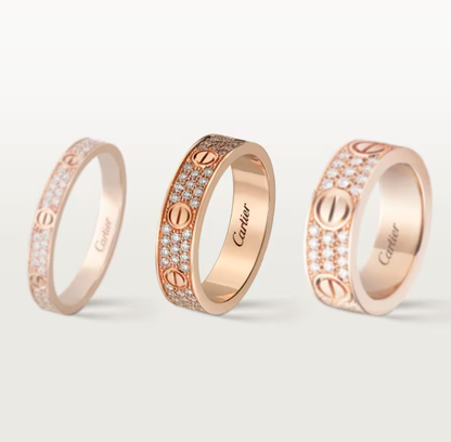 [⭐Mirelle]LOVE RING 4mm-wide full-diamond ring Rose Gold