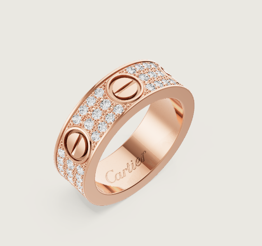 [⭐Mirelle]LOVE RING 6.5mm-wide full-diamond ring Rose Gold