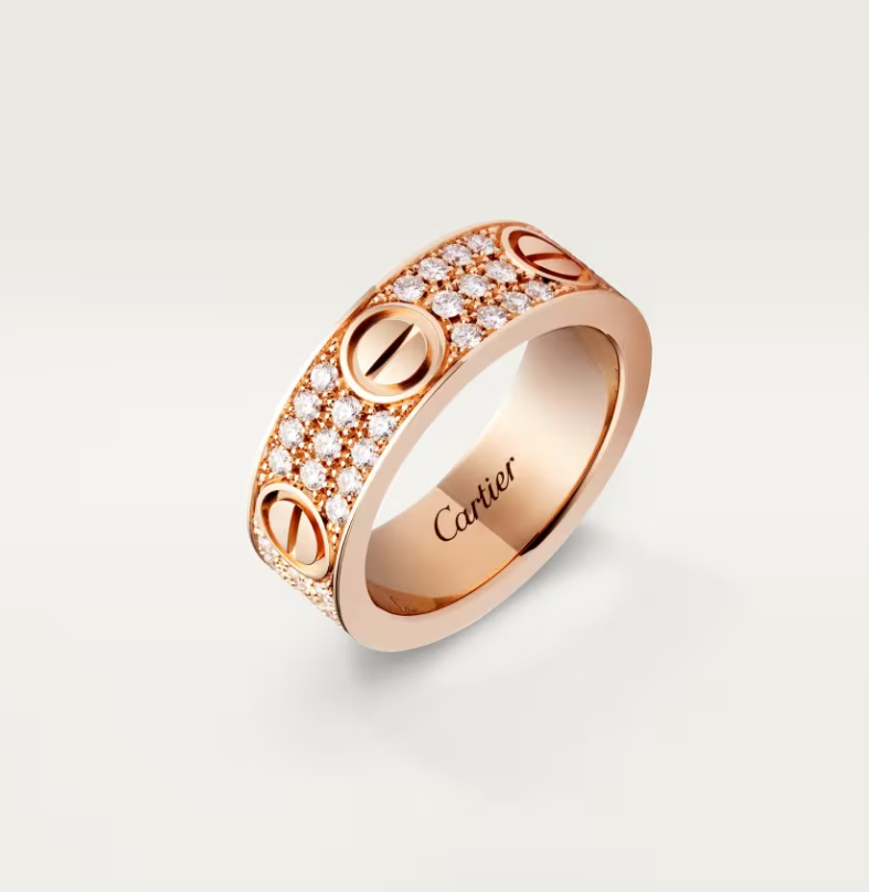 [⭐Mirelle]LOVE RING 6.5mm-wide full-diamond ring Rose Gold