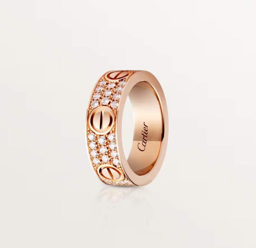 [⭐Mirelle]LOVE RING 6.5mm-wide full-diamond ring Rose Gold