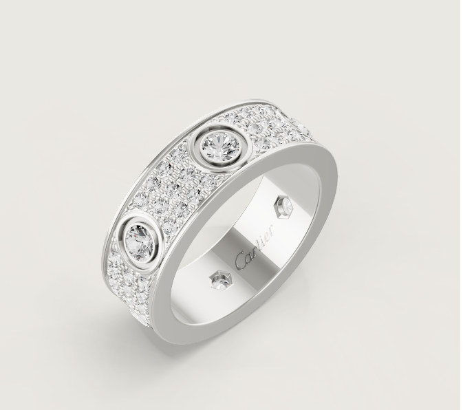 [⭐Mirelle]LOVE RING 6.5MM Full Diamond, 6 Major Diamonds Silver