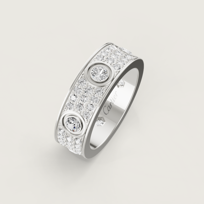 [⭐Mirelle]LOVE RING 6.5MM Full Diamond, 6 Major Diamonds Silver