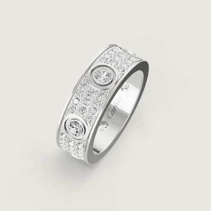 [⭐Mirelle]LOVE RING 6.5MM Full Diamond, 6 Major Diamonds Silver